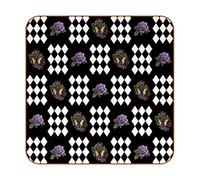 Faux Leather Coasters, 6 Pcs Drink Coasters, Birthday Housewarming Christmas Coaster Gifts, Rose Butterfly Diamond Check Argyle Pattern Retro
