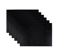 Faux Leather Crocodile Pattern Placemats, Rectangle PU Place Mats Set of 4/6, Waterproof, Oil-proof, Heat Insulating Table Mats(Black,Set of 6)