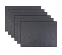 Faux Leather Crocodile Pattern Placemats, Rectangle PU Place Mats Set of 4/6, Waterproof, Oil-proof, Heat Insulating Table Mats(Gray,Set of 6)