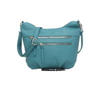 Faux Leather Crossbody Handbag with Double Zippers, Adjustable Strap, Available in Black, Navy Blue, Beige (Teal)
