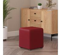 Faux Leather Cube Seating Poppy Red Faux Leather