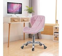 Faux Leather Desk Chair with Adjustable Height and Flexible Wheels 360° Swivel Computer Chair Double Color for Home Office Study Room, Pink White