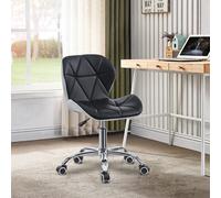 Faux Leather Desk Chair with Adjustable Height and Flexible Wheels 360° Swivel Computer Chair Double Color for Home Office Study Room, Black White