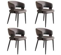 Faux Leather Dining Chairs Set, Upholstered Armchair with Backrest and Sturdy Metal Legs, Thick Padded Seat for Home Office Living Room Lounge, 4 Pack
