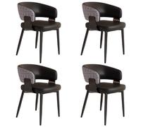 Faux Leather Dining Chairs Set, Upholstered Armchair with Backrest and Sturdy Metal Legs, Thick Padded Seat for Home Office Living Room Lounge, 4 Pack