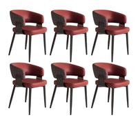 Faux Leather Dining Chairs Set, Upholstered Armchair with Backrest and Sturdy Metal Legs, Thick Padded Seat for Home Office Living Room Lounge, 4 Pack