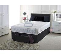 Faux Leather Divan 2FT6 Bed Including MATTRESSES | HEADBOARD | Storage Drawers (2FT6 2 Drawer, Black Leather)