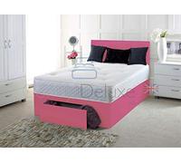 Faux Leather Divan 3FT Bed Including MATTRESSES | HEADBOARD | Storage Drawers (3FT 0 Drawer, Pink Leather)