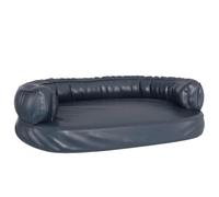 Faux Leather Dog Bed Dark Blue 88x65 cm Ergonomic Foam Pet Sofa with Non-Slip Bottom, Easy-Clean Luxury Pet Couch for Small Dogs