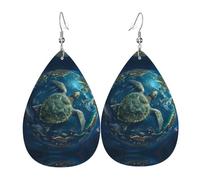 Faux Leather Earrings Artistic Turtle Earth Jewellery Retro Dangle Earring Lightweight Leather Teardrop Hook Earrings For Birthday Party Accessory Women