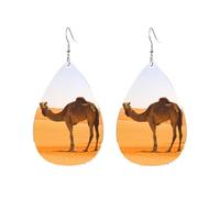 Faux Leather Earrings Camel In The Desert Leather Teardrop Hook Earrings Vintage Dangle Earring Classic Jewellery For Wedding Accessory Women