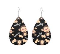 Faux Leather Earrings Cheeky Monkey Jewellery Vintage Dangle Earring Retro Leather Teardrop Hook Earrings For Birthday Party Accessory Women