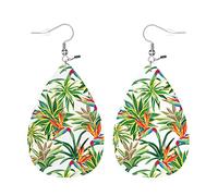 Faux Leather Earrings Desert Cactus Tropical Flowers Leather Teardrop Hook Earrings Lightweight Dangle Earring Classic Jewellery For Birthday Party Women Wedding