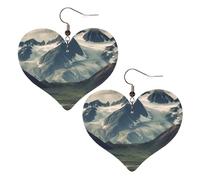 Faux Leather Earrings for Women Heart Teardrop Dangle Earring Fashion Lightweight Alaska Mountains Earring for Valentine's Day Jewelry Gift, One Size, No Gemstone