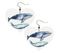 Faux Leather Earrings for Women Heart Teardrop Dangle Earring Fashion Lightweight Blue Humpback Whale Earring for Valentine's Day Jewelry Gift, One Size, No Gemstone