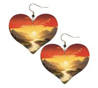 Faux Leather Earrings for Women Heart Teardrop Dangle Earring Fashion Lightweight Rising Sun Earring for Valentine's Day Jewelry Gift, One Size, No Gemstone