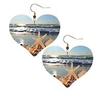 Faux Leather Earrings for Women Heart Teardrop Dangle Earring Fashion Lightweight Seashells on the beach Earring for Valentine's Day Jewelry Gift, One Size, No Gemstone