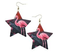 Faux Leather Earrings for Women Star Teardrop Dangle Earring Fashion Lightweight Abstract Flamingo Earring for Valentine's Day Jewelry Gift, One Size, No Gemstone