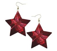 Faux Leather Earrings for Women Star Teardrop Dangle Earring Fashion Lightweight Abstract Red Dragonfly Earring for Valentine's Day Jewelry Gift, One Size, No Gemstone