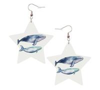 Faux Leather Earrings for Women Star Teardrop Dangle Earring Fashion Lightweight Blue Humpback Whale Earring for Valentine's Day Jewelry Gift, One Size, No Gemstone
