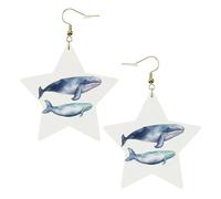 Faux Leather Earrings for Women Star Teardrop Dangle Earring Fashion Lightweight Blue Humpback Whale Earring for Valentine's Day Jewelry Gift, One Size, No Gemstone