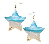 Faux Leather Earrings for Women Star Teardrop Dangle Earring Fashion Lightweight Bright Sunshine Summer Beach Earring for Valentine's Day Jewelry Gift, One Size, No Gemstone