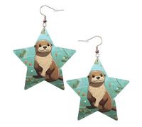 Faux Leather Earrings for Women Star Teardrop Dangle Earring Fashion Lightweight Cartoon Cute Otter Earring for Valentine's Day Jewelry Gift, One Size, No Gemstone