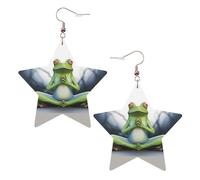 Faux Leather Earrings for Women Star Teardrop Dangle Earring Fashion Lightweight Funny Yoga Frog Earring for Valentine's Day Jewelry Gift, One Size, No Gemstone