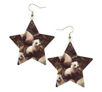 Faux Leather Earrings for Women Star Teardrop Dangle Earring Fashion Lightweight Hairy Ferret Earring for Valentine's Day Jewelry Gift, One Size, No Gemstone