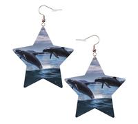 Faux Leather Earrings for Women Star Teardrop Dangle Earring Fashion Lightweight Jumping whales Earring for Valentine's Day Jewelry Gift, One Size, No Gemstone