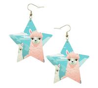 Faux Leather Earrings for Women Star Teardrop Dangle Earring Fashion Lightweight Lovely Alpaca Earring for Valentine's Day Jewelry Gift, One Size, No Gemstone