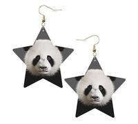 Faux Leather Earrings for Women Star Teardrop Dangle Earring Fashion Lightweight Lovely Panda Bear Head Earring for Valentine's Day Jewelry Gift, One Size, No Gemstone