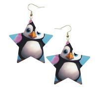 Faux Leather Earrings for Women Star Teardrop Dangle Earring Fashion Lightweight Lovely Penguin Earring for Valentine's Day Jewelry Gift, One Size, No Gemstone