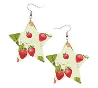 Faux Leather Earrings for Women Star Teardrop Dangle Earring Fashion Lightweight Lovely Strawberry Earring for Valentine's Day Jewelry Gift, One Size, No Gemstone
