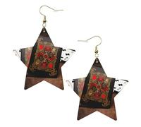 Faux Leather Earrings for Women Star Teardrop Dangle Earring Fashion Lightweight Playing cards Earring for Valentine's Day Jewelry Gift, One Size, No Gemstone