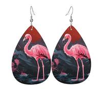 Faux Leather Earrings for Women Teardrop Dangle Earring Fashion Lightweight Airplane sunset Waterdropearring for Valentine's Day Jewelry Gift, One Size, No Gemstone