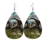 Faux Leather Earrings for Women Teardrop Dangle Earring Fashion Lightweight Big tortoise Waterdropearring for Valentine's Day Jewelry Gift, One Size, No Gemstone