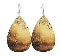 Faux Leather Earrings for Women Teardrop Dangle Earring Fashion Lightweight City of London Waterdropearring for Valentine's Day Jewelry Gift, One Size, No Gemstone