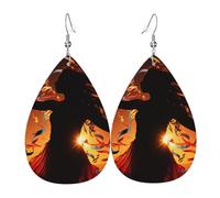 Faux Leather Earrings for Women Teardrop Dangle Earring Fashion Lightweight City of London Waterdropearring for Valentine's Day Jewelry Gift, One Size, No Gemstone