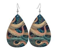 Faux Leather Earrings for Women Teardrop Dangle Earring Fashion Lightweight City of London Waterdropearring for Valentine's Day Jewelry Gift, One Size, No Gemstone