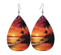 Faux Leather Earrings for Women Teardrop Dangle Earring Fashion Lightweight City of London Waterdropearring for Valentine's Day Jewelry Gift, One Size, No Gemstone