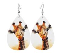 Faux Leather Earrings for Women Teardrop Dangle Earring Fashion Lightweight Cute giraffe Waterdropearring for Valentine's Day Jewelry Gift, One Size, No Gemstone