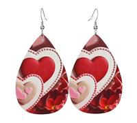 Faux Leather Earrings for Women Teardrop Dangle Earring Fashion Lightweight Happy Valentine's Day Waterdropearring for Valentine's Day Jewelry Gift