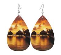 Faux Leather Earrings for Women Teardrop Dangle Earring Fashion Lightweight Mediterranean Summer Waterdropearring for Valentine's Day Jewelry Gift, One Size, No Gemstone