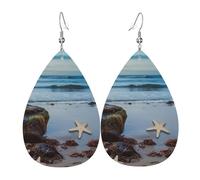 Faux Leather Earrings for Women Teardrop Dangle Earring Fashion Lightweight Night sky silhouette Waterdropearring for Valentine's Day Jewelry Gift, One Size, No Gemstone