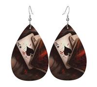 Faux Leather Earrings for Women Teardrop Dangle Earring Fashion Lightweight Playing cards Waterdropearring for Valentine's Day Jewelry Gift, One Size, No Gemstone