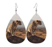 Faux Leather Earrings for Women Teardrop Dangle Earring Fashion Lightweight River Sunset Wooden boat Waterdropearring for Valentine's Day Jewelry Gift, One Size, No Gemstone