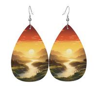 Faux Leather Earrings for Women Teardrop Dangle Earring Fashion Lightweight Scary ship at sea Waterdropearring for Valentine's Day Jewelry Gift, One Size, No Gemstone