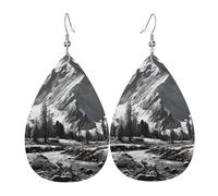 Faux Leather Earrings for Women Teardrop Dangle Earring Fashion Lightweight Scary ship at sea Waterdropearring for Valentine's Day Jewelry Gift, One Size, No Gemstone
