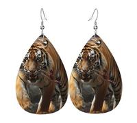 Faux Leather Earrings for Women Teardrop Dangle Earring Fashion Lightweight Snow Mountain Wild Wolf Waterdropearring for Valentine's Day Jewelry Gift, One Size, No Gemstone